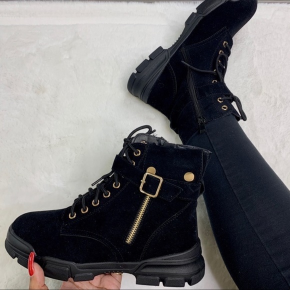 Shoes - !! RESTOCKED !! Black Zip Up Combat Boots